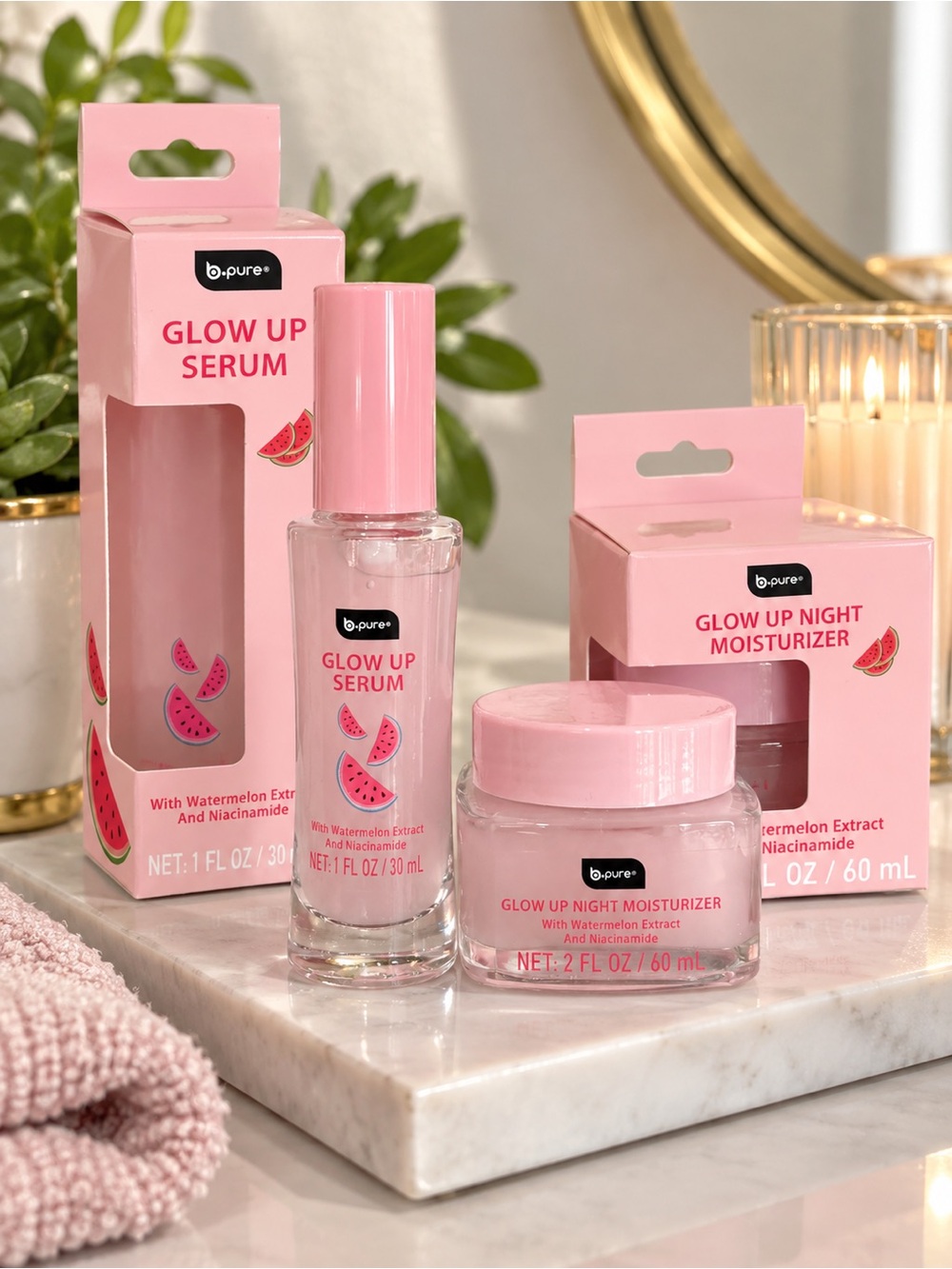 Glow Up 2 Piece Watermelon Skincare Set • Serum & Moisturizer Full Size NIB